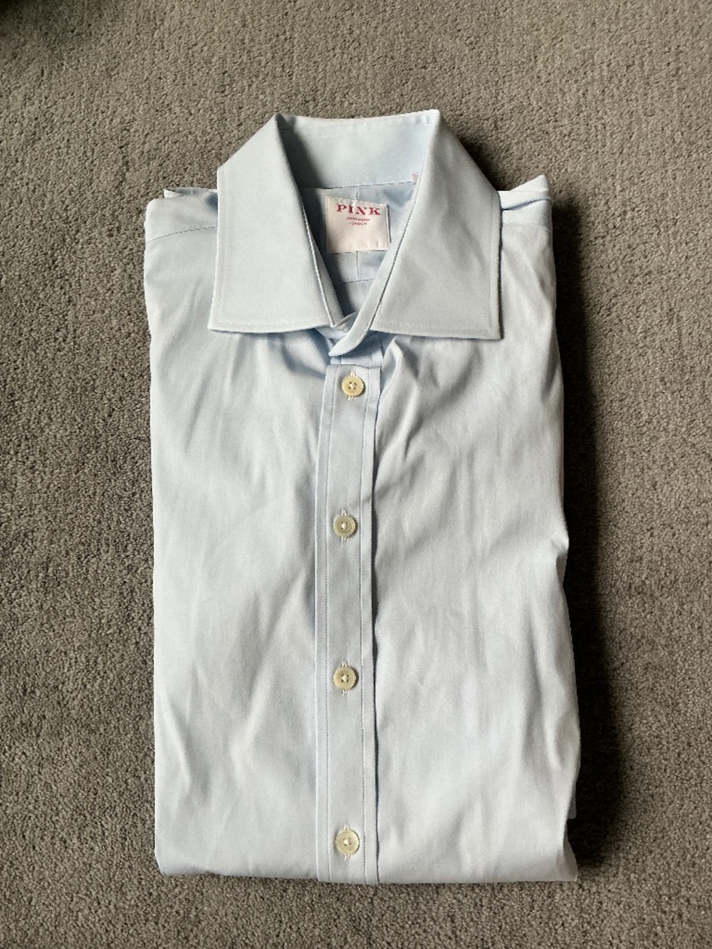 Men’s Thomas Pink blue poplin dress shirt, 16 1/2 / 42 size